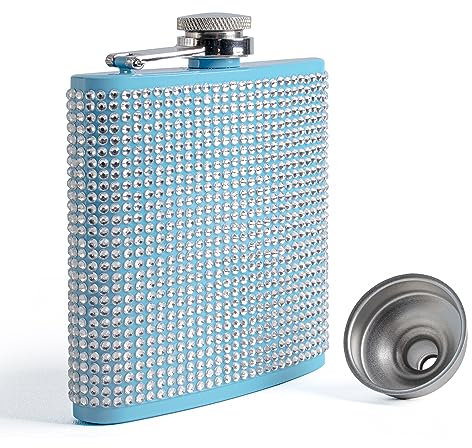SPDYCESS Donna Fiaschetta con Diamante in Acciaio Inox 6oz Portatile Fiasco per Liquori con Imbuto Fiaschetta Tascabile per Regalo Festa Bar Campeggio
