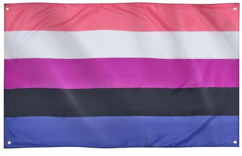 Runesol Bandera de Género Fluido, 91x152cm, 3ft x 5ft, 4 Ojales, Ojal en Cada Esquina, Banderas del Orgullo, Bandera LGBT, Banderas Premium, Interior, Exterior, Colores Vívidos
