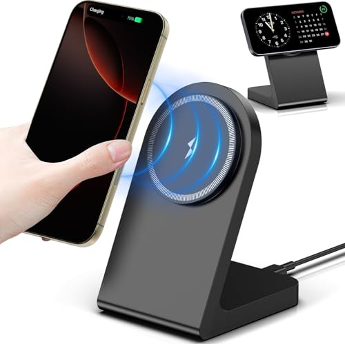 Chargeur sans Fil, Station de Charge Magnétique sans Fil, Station de Charge Rapide Mag-Safe Compatible avec iPhone 17 16 15 14 13 12 Series, AirPods Pro 2, AirPods 3