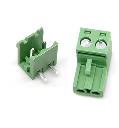 Ganasome 20 Sets 2-Pin 5.08mm Pitch Right Angle Male Female PCB Screw Terminal Block Kit