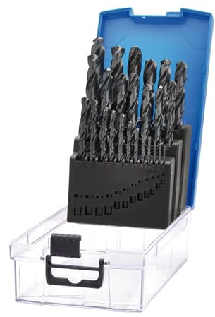 Draper 25 pcs Black HSS Drill Bit Set - 08853 - for Metal, Wood and Plastic