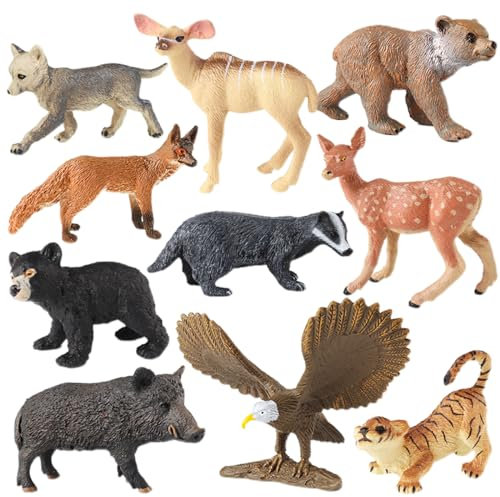 JOKFEICE Realistische Tierfiguren, 10 Stück Kunststoff Wildtiere für Frühkindliche Bildung & Geburtstags Cupcake Topper für Kinder