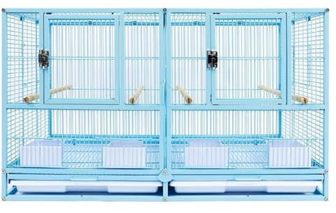 Fågelbur Voljär Fågelflygburar I Smidesjärn Med Bottenbricka Fågelbur Papegojbur För Parakiter Voljärbur Undulater(Blue)