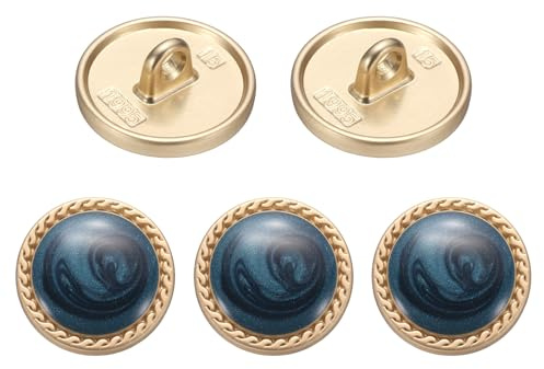 QUARKZMAN 5pz Pulsante Vintage in Metallo 15mm Pulsante da Cucire Rotondo in Metallo con Gambo in Lega Sostituzione Pulsante per Abiti da Donna Cappotto in Lana Camicia Abito, Blu Navy