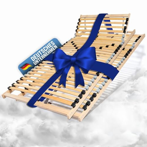 2er-Set Lattenrost ERGO K 70x200 cm Buchenholz, stabiler Lattenrost bis 140Kg, Doppelpack Lattenrahmen Kopfteil verstellbar, 7 Zonen Bettrost mit 28 Latten für Doppelbetten Liegefläche 140x200 cm