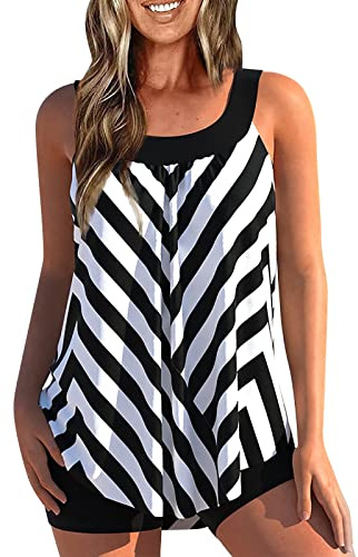 Maillots Deux Pièces Femme Grande Taille Tankini Shorty Grossesse Ensemble Maillot De Bain Taille Haute Amincissant avec Armature Bikini Ete Marque Pas Cher Swimwear(Blanc,M)