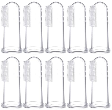 10 Stück Finger-Zahnbürste Silikon, Babyzahnbürste Fingerzahnbürste Mundreinigungsset für 3 Monate, Zahnpflege Fingerling ab 6 Monaten, Babyzahnbürste zur Reinigung und Massage