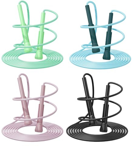 Flintronic Springseil Fitness, 4PCS Verstellbare Springseil für Erwachsene Kinder, Speed Rope mit Rutschfestem Griff, für Workout & Ausdauertraining