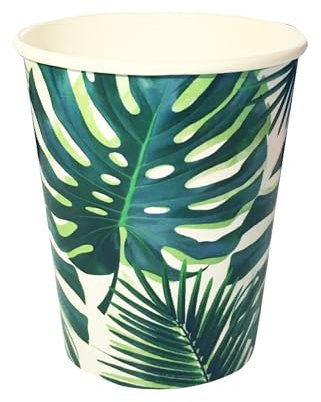 Talking Tables, FST5-CUP-PALM, Tropical Fiesta Palm Paper Disposable Cups 8Pk 250Ml, Ideal for Barbeque and Picnic