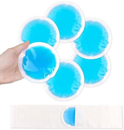 NEWGO Sac de Gel Glace pour Compresses Chaudes et Froides, Poche de Gel Réutilisable pour Soulager Douleur du Dents de Sagesse, Maux de Tête (6 Pack Ronde) Azul