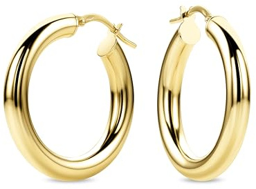 14 Karat 585 Gold Hochglanz Creolen Ohrringe Gelbgold (26 Millimeter)