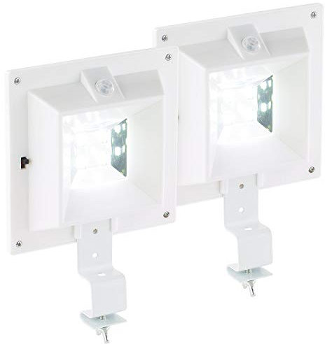 Lunartec Dachrinnen LEDs Solar: 2er-Set Solar-LED-Dachrinnenleuchten mit PIR-Sensor, 160 lm, 2W, IP44 (Dachrinnen Beleuchtungen, Strahler, Fluter Bewegungsmeldern)