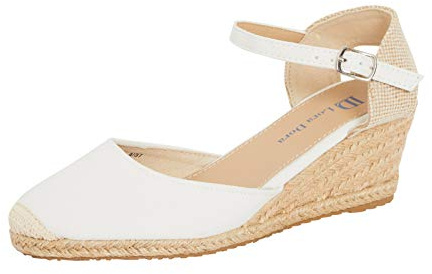 Lora Dora Womens Hessian Wedge Sandals White with Memory Foam 7 UK