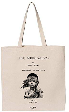 Universal Zone Literary tote bag. Handbag with book design. Book Bag. Library bag. Market bag (Les Misérables (English))