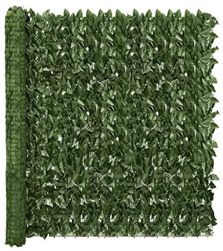 vidaXL Balkon Sichtschutz mit Dunkelgrünen Blättern Windschutz Balkonverkleidung Balkonbespannung Sichtschutzhecke Terrasse Zaun 300x150cm