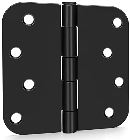 goldenwarm 12 Pack Interior and Exterior Door Hinges, Matte Black Door Hinges 4 inch x 4 inch with 5/8 Radius Corners