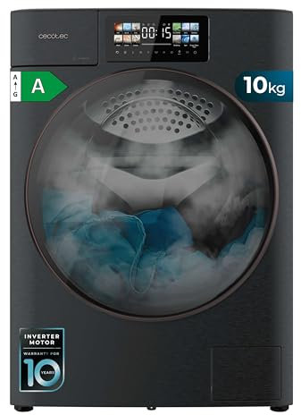 Cecotec Lave linge Frontal Bolero DressCode 10950 Autodose Inverter 3D Steel A, Machine à laver 10 kg, 1400 tr,min, Core Matrix Screen 9,2, 13 programmes, Inverter Plus, SteamMax, Sanitize