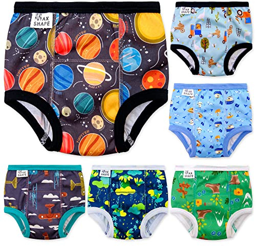 Max Shape 6 Pack Potty Training Underwear for Boys,Washable Baby Boy Toilet Training Pants Training Underwear Fit 2T-6T Black 3T