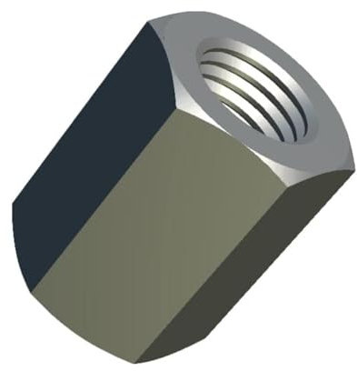 M5 Écrous d'accouplement hexagonaux (15mm 8mm), Écrou hexagonal à longue tige en acier inoxydable, écrou d'extension métrique, DIN 6334 Écrou de coupleur, rallonge de goujon, longueur 15 mm(10 pcs)