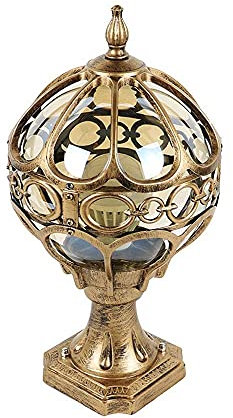 TONZN IP65 Luz Impermeable para Exteriores Farol para Exteriores con Forma de Esfera Columna Faro RetroLampFixture E27 Fuente de luz Patio Ligh (Metallic M)