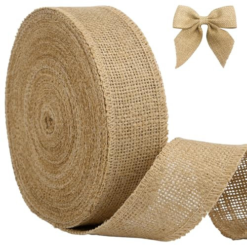 AWCIGG Juteband 4 cm Breit, 20 Meters Vintage Geschenkband, Sackleinen Dekoband für Handwerk, Floristen, Weihnachten Geburtstag, Geschenkverpackung, Tauf & Hochzeitdeko