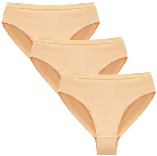 Adorel Mädchen Ballett Slips Baumwolle Tanz Unterhosen Unterwäsche 3er-Pack Hautfarbe 146 (Herstellergröße 150)