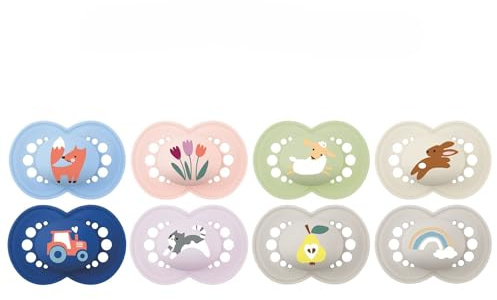 MAM, Original Nature Dummy 6+ Months (2 Pieces) Random Colour – Symmetrical and Anatomical Silicone Dummy – Baby Pacifier with Transport and Sterilisation Box