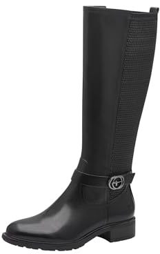 Tamaris Botas de Caña Larga para Mujer, Cómodas, Negro, 37 EU