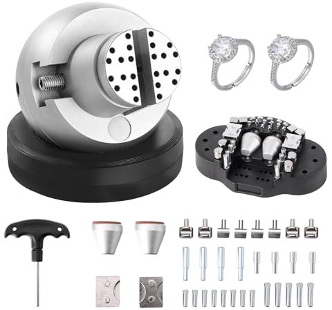 VEVOR Tornillo de Banco de Bolas de Grabado 127 mm Base Giratoria de 360° Mandíbula Ajustable con 35 Accesorios, Herramienta de Ajuste de Grabado para Joyería, Fabricación de Joyas de Precisión