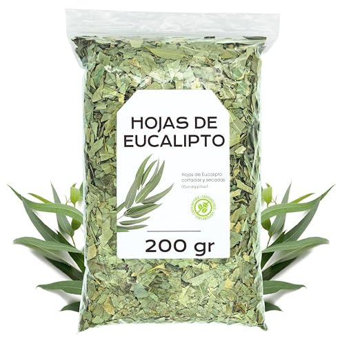 Infusion Eucalipto 200g - Eucalipto Hojas - Hojas de Eucalipto Naturales - Infusiones a Granel - Rica en Minerales y Nutrientes - Propiedades Naturales (200 gr)