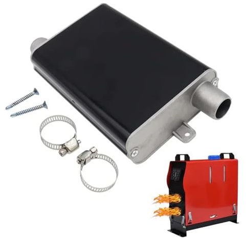 Inscrip Exhaust Silencer, Tail Pipe Muffler, 24mm Heater Exhaust Silencer Terminal Mount Parking Heater Aluminum Alloy Exhaust Silencer Diesel Silencer for Eberspacher/Webasto Diesel Heater (Black S)