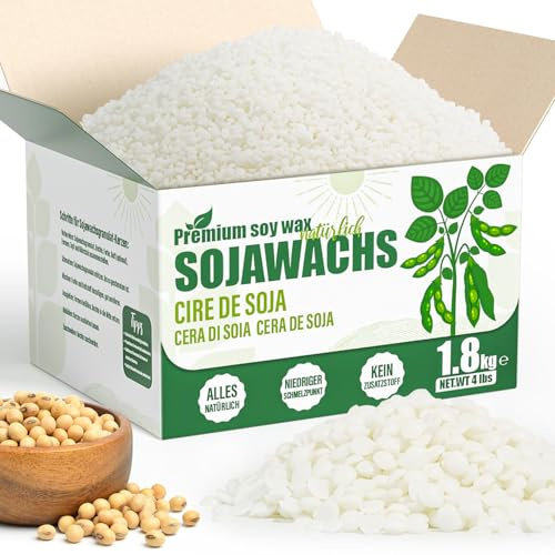 VEGISHINE Cera di Soia per Candele, Naturale Cera di Soia per Candele 2kg 1.8kg, Cera per Candele fai da te, Prima Qualità Cera di Soia per Candele 1kg 2kg 5kg 10kg