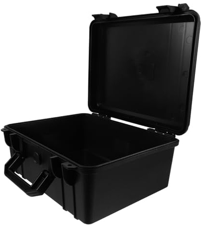 ibasenice Mallette à Outils Vide en Plastique PP Robuste, Caisse à Outils Portable et Verrouillable pour Bricolage et Voyage, Boîte de Rangement avec Coins Renforcés - 28x24x13cm, Noir