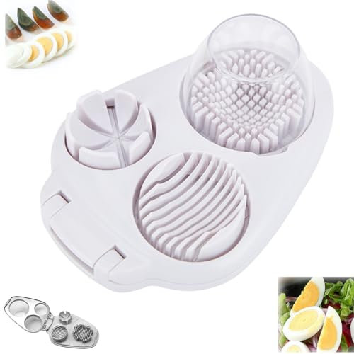 3 Way Egg Slicer for Hard Boiled Eggs, Eggs Grape Strawberry Slicer, 3 Slice Modes Handy Egg Cutter for Kitchen, Multi Chopper Tool for Strawberry Mushroom Grape Cherry Tomato