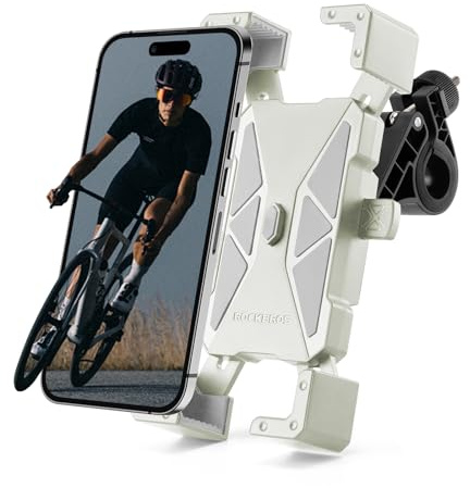 ROCKBROS Bike Phone Holder, Shock Absorption Motorbike iPhone Mount, 360° Rotation Bicycle Phone Holder, Cycling Accessories for Smartphone up to 7.2''