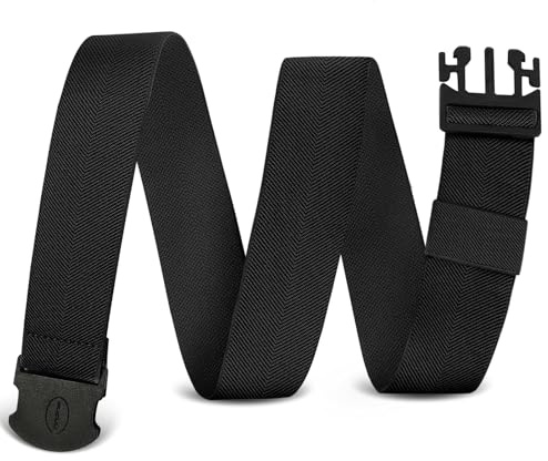 Aucuu Cinturón Elástico para Deportivo, 140cm Ajustable Cinturón de Aventura Unisex, Sin Hebilla de Metal, Correas de Alta Resistencia -Negro