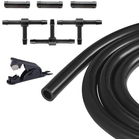Tuyau sous vide en silicone de 2 m, 1 pièce, avec raccords en nylon (6 pièces en 2 tailles) | Diamètre intérieur 3 mm | Tuyau sous vide haute performance 130 PSI pour air et eau | Noir