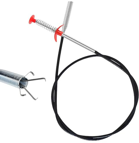 Kzouenzu Cable Desatascador Tuberias Profesional [2 m, Ø 0.6 mm], Desatascador De Desagüe, Espiral Limpiatubos Manual Para Baño De Cocina [Negro]