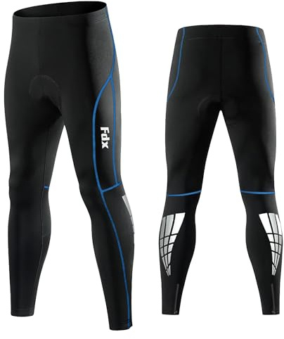 FDX Men Cycling Tights 3D Padded Lightweight Breathable Bike Pants Blue M