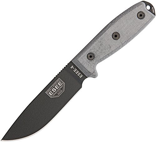 ESEE ES4PMBB Messer mit fester Klinge, Unisex, Erwachsene, Schwarz, Einheitsgröße