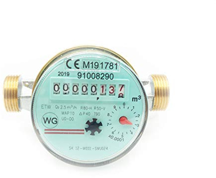 Wasserzähler für Wohnung Einstrahl Wassertimer 2,5m³ 3/4 mit Kalibrierlast Montagelänge 110mm