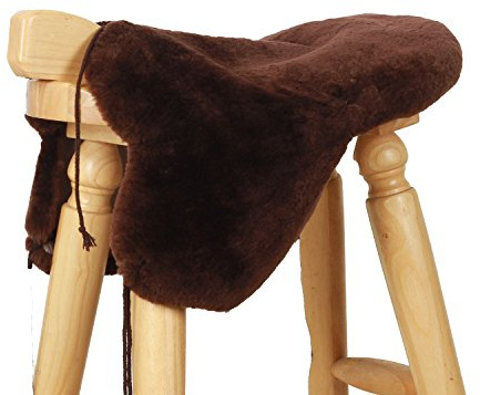 Golden Mall Genuine Merino Sheepskin Full Western Saddle Seat Saver(Brown, with Cover)