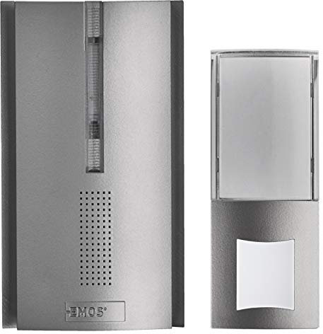 EMOS P5763 Kabellose Türklingel/Funkklingel Set mit Repeater-unbegrenzte Reichweite/batteriebetrieben / 5-stufige Lautstärke bis zu 85 dB/LED-Anzeige / 16 Melodien/Speicherfunktion