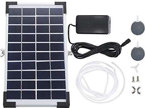 Bewinner AP206 Solar Oxygen Air Pump, Solar Powered Oxygen Pump Kit with Aquarium Oxygen Pipe and Air Bubble Stone, for Fish Tank/Aquarium/Pond Outdoor Oxygenator Aerator