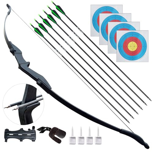 D&Q Archery Bow and Arrow Set for Adults Beginner Teenagers Youth, Takedown Recurve Bow 20lbs 30lbs 40lbs Left and Right Handed, Recurve Bow Set for Outdoor Target Practice (Black, 40lbs)