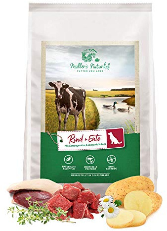 Müller's Naturhof - Rind & Ente - 12 kg - Extrudiertes Trockenfutter - Hundefutter