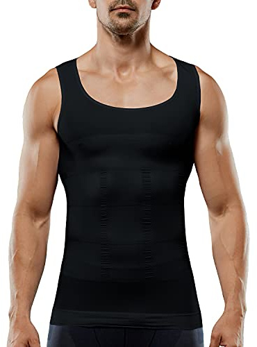 Chemise de compression pour homme - Débardeur amincissant - Contrôle du ventre - Noir - XL