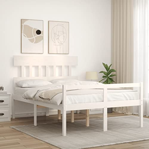 vidaXL Letto per Anziani con Testiera Bianco 120x200 cm Legno Massello