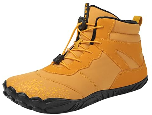 Firulab Barefoot Shoes Men Women Wide Toe Box Winter Snow Boots, Soft Non-Slip Waterproof Walking Shoes Unisex Winter Cotton Boots Sneakers