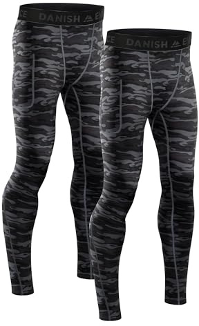 DANISH ENDURANCE Compression Leggings Men, Quick-Dry Anti-Chafing Base Layer Running Tights, for Gym & Training, 2 Pack